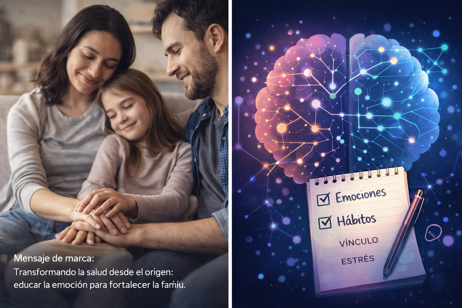 Familia en un entorno cálido y armónico, símbolo de vínculo y comunicación